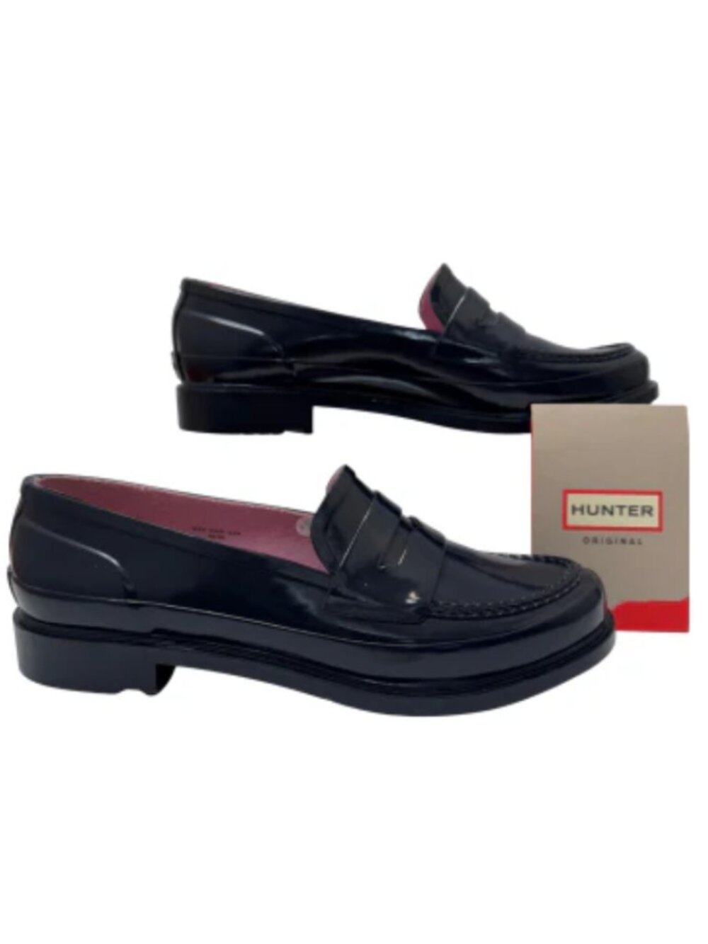 Hunter Waterproof Penny Loafer Navy 6 - Picture 1 of 6